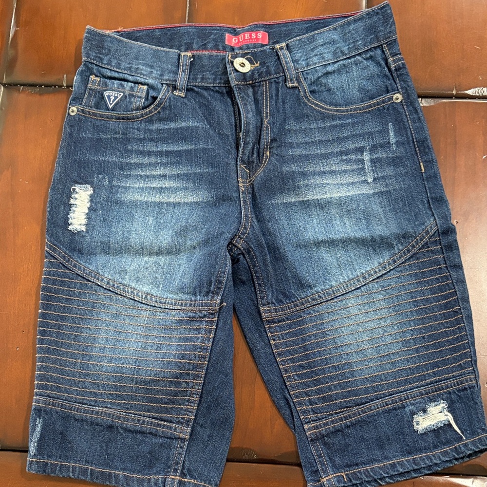 Guess Distressed Jean Shorts Blue